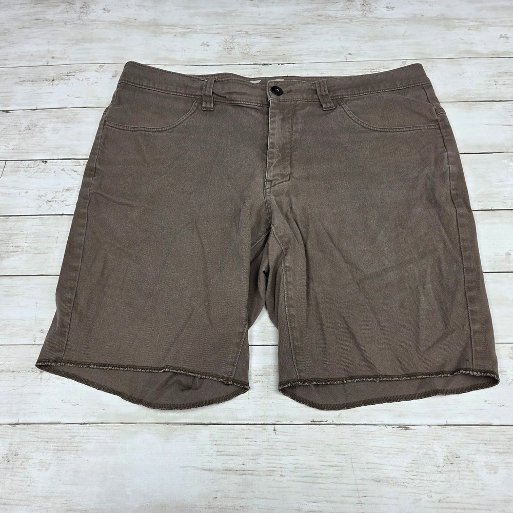 Fox Racing Dagger Slim Fit Cut Off Shorts Mens 33 Brown Cotton Stretch 23078
